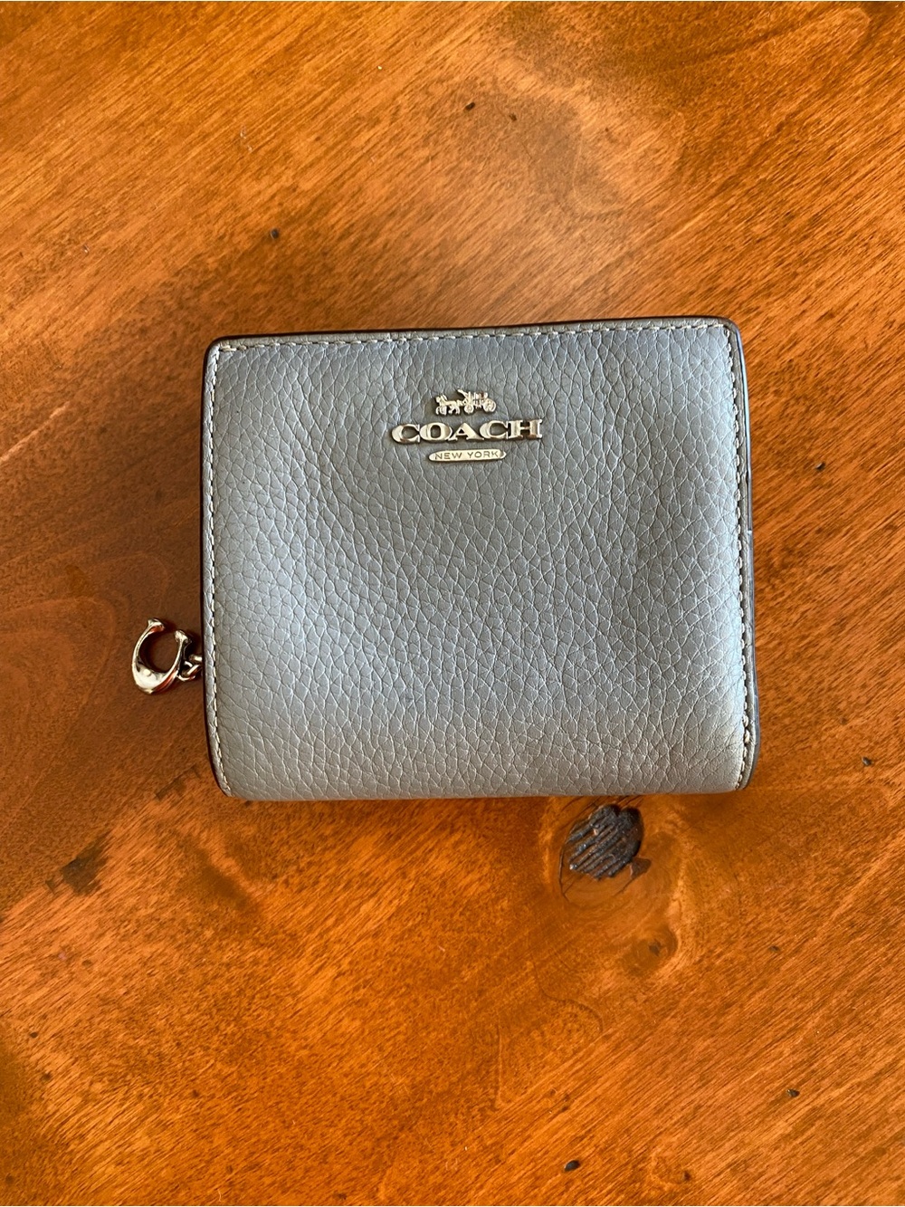 COACH Pebbled Leather Zip Wallet in Granite